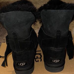 UGG Black Winter Boots with Fur Trim